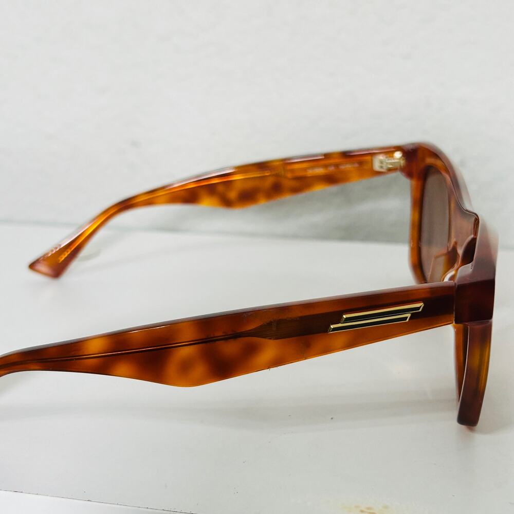NEW Bottega Veneta Tortoiseshell Square Thick Sunglasses Havana Brown Square Cat - Picture 15 of 16